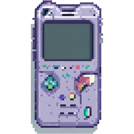 pixel art iPhone, compact and blocky, with a visible screen and outline emoji