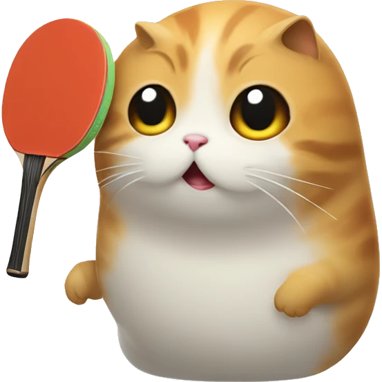 the meow blob emoji with a table tennis racket on its head emoji
