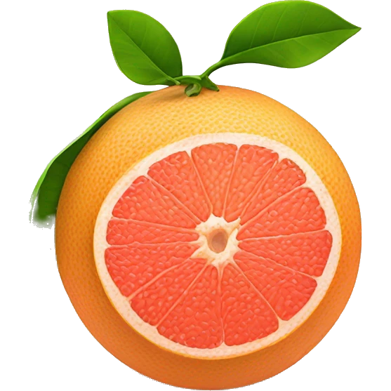 Grapefruit with leaves one of grapefruits cut emoji