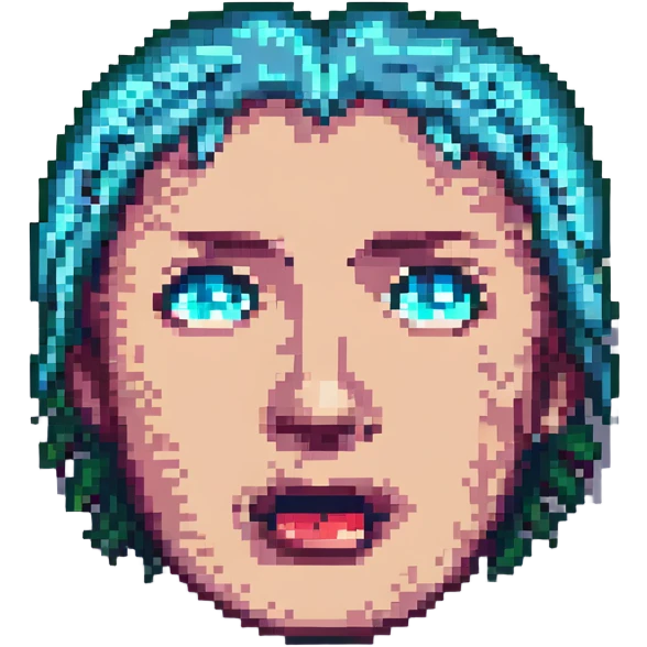 surprised pixel art face emoji