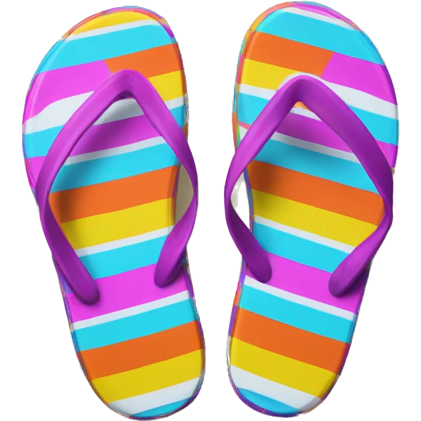 Realistic pair of striped summer flip flops isolated. emoji