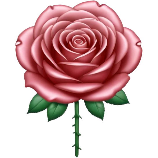 A rose emoji made of liquid silver metal minimalistic iOS emoji style, centered emoji
