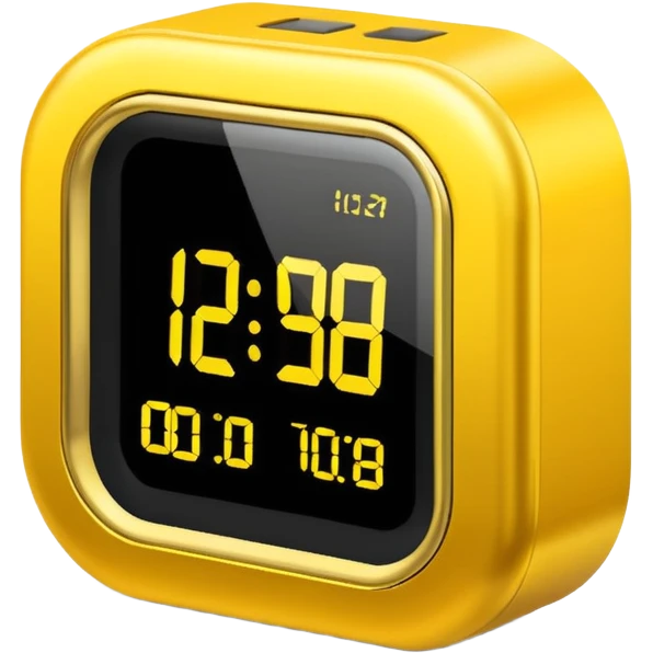 A futuristic yellow clock emoji