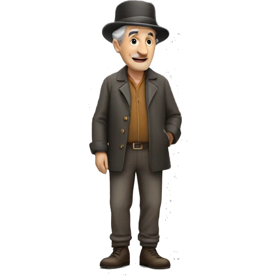 Generate and older jewish man with grey short hair, add a hat and he must be standing on a hill where a castle is and looks down the hill on circus thats bellow the hil emoji