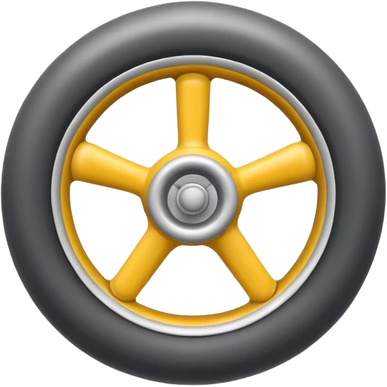 Isometric view of airplane landing gear in emoji style — one inflated, puffy wheel with a strut, soft 3D look, rounded shapes, clean and minimal design, cartoon-like, emoji aesthetic, white background emoji