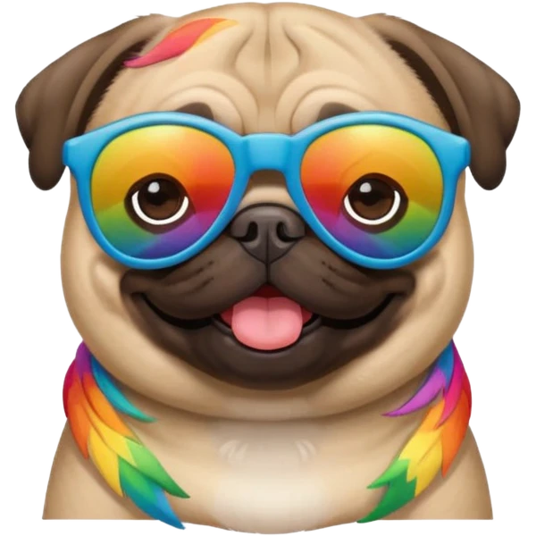 a pug with rainbow sunglasses  emoji