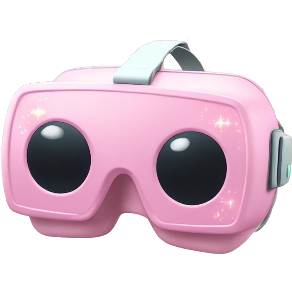 VR Headset Emoji "A pastel pink VR headset glowing softly, with tiny sparkles floating around and an ethereal, dreamy digital vibe." emoji
