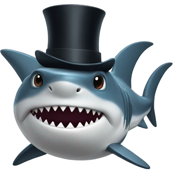 Shark with a top hat emoji
