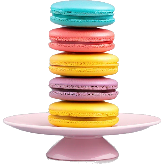Colorful macarons on a macaron holder emoji