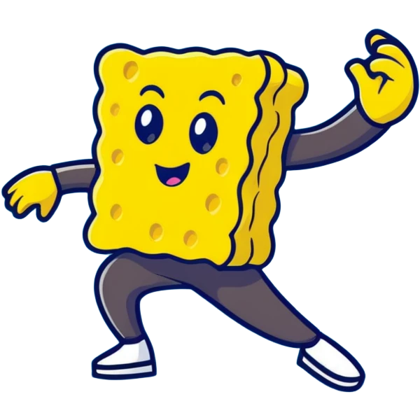 Yellow sponge cartoon character dancing emoji