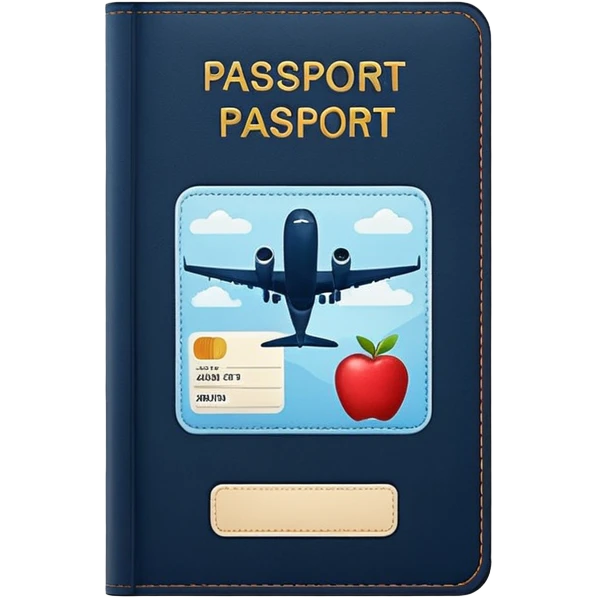 passport with visible airplane tickets, Apple emoji style, colors #173e12 and #c1a793, no text, minimalist emoji