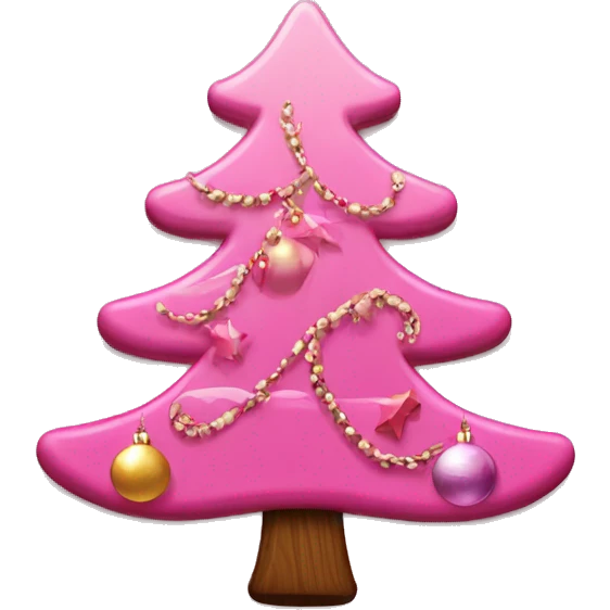Pink Christmas tree with ornaments add one wooden cross ornament emoji