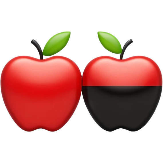 3D glossy emoji of two checkers pieces, one red and one black, smooth rounded plastic texture, soft realistic lighting, subtle reflections, clean white background, Apple emoji style, high detail, balanced shadows. emoji