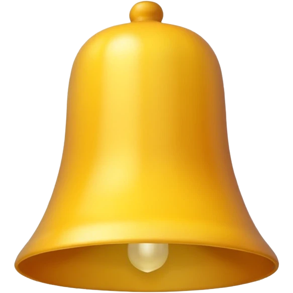 Generate a high-quality image of a generic yellow bell, classic shape, realistic color and shading, smooth gradient colors, no facial features, no brand markings, simple white background, high-resolution.

 emoji