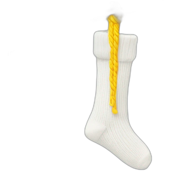 Sock with yellow strings coming down emoji