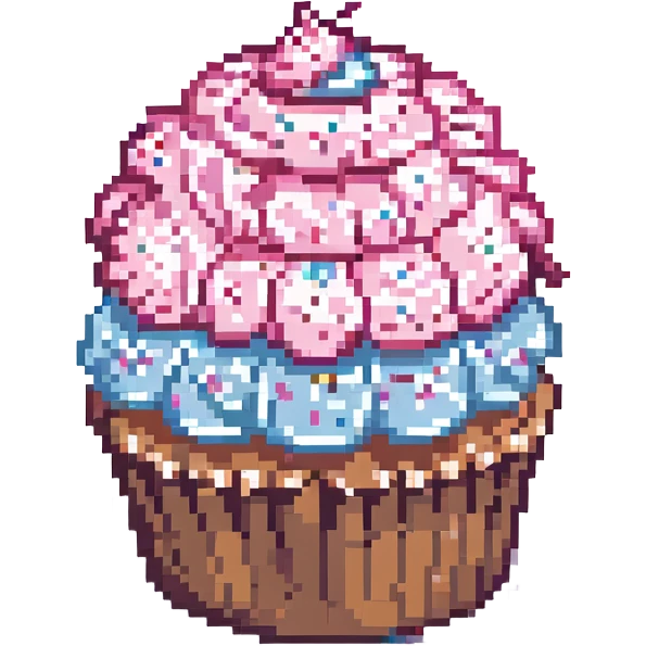 pixel art cupcake with pink icing emoji