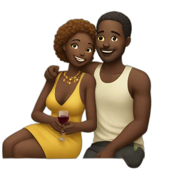 african couple drinking wine emoji