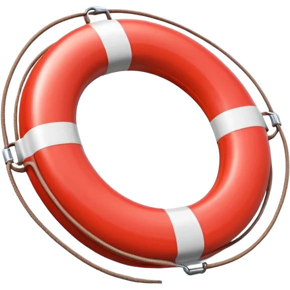 lifebuoy object icon, red and white float ring, glossy plastic, 3D cartoon, soft shadow, mobile game icon style, centered, clean background, no text, no watermark
 emoji