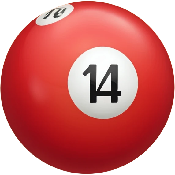 The number 14 on a red pool ball emoji
