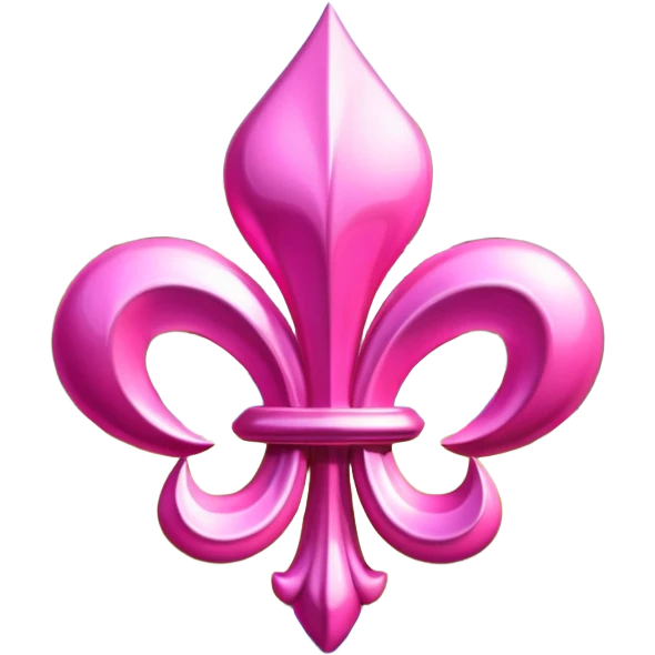 Jeff Koons style pink fleur de lis sculpture in a garden landscape  emoji