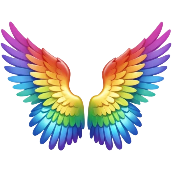 Tiny small left and right rainbow angel wings. emoji