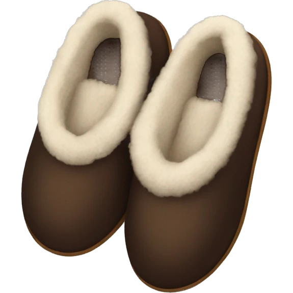 Dark brown slippers with fur emoji