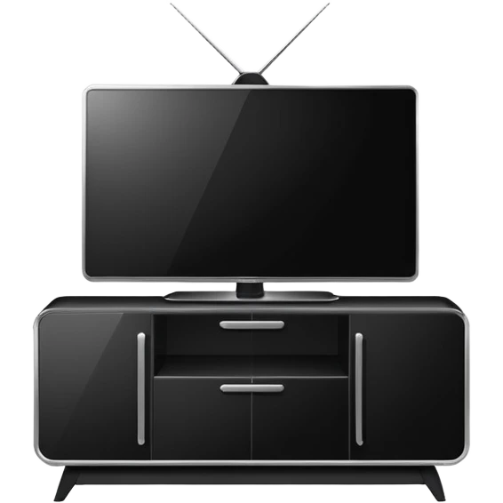 modern tv standing on a super luxurious white cupboard emoji