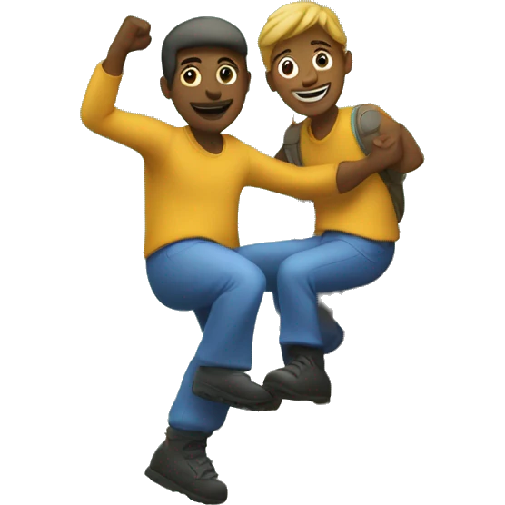 one helping another climb a hill emoji