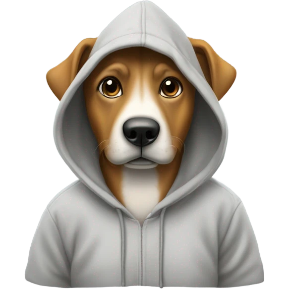 Ein Hund mit einem Hoodie der winkt emoji