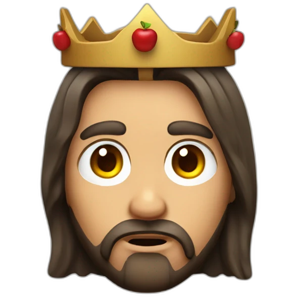 Jesus with a thorn crown, worried face, in the style of an apple Memoji  emoji