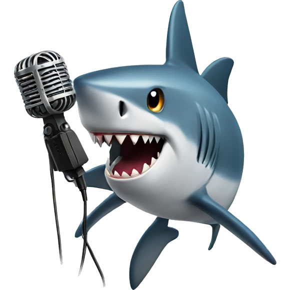 Shark with a microphone emoji