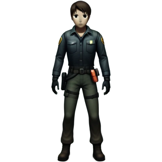 An icon featuring a dark, eerie atmosphere with a spooky environment, inspired by horror games like Resident Evil. The design includes ominous lighting, creepy shadows, and a silhouette of a character in distress. Transparent background enhances the chilling vibe of the scene. emoji