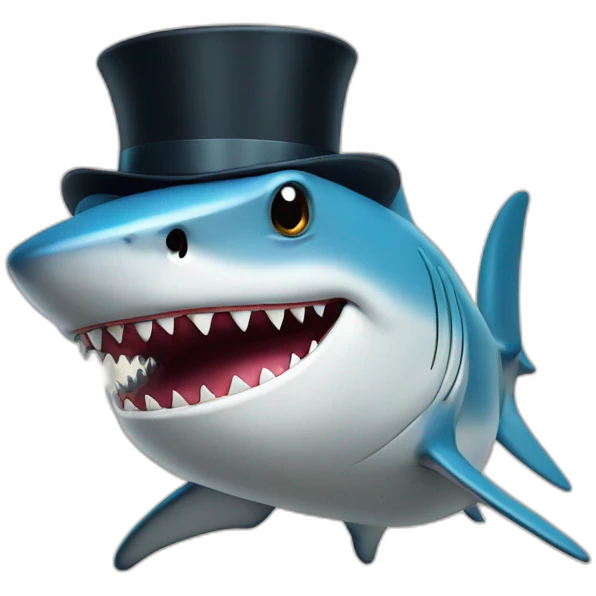 Shark with a top hat emoji