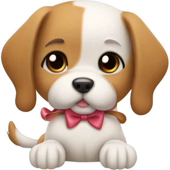 Cute bow with dog holding the bow emoji