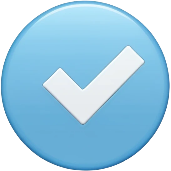 Draw a circle Sky blue and the verified  with a blank checkmark ☑️ emoji