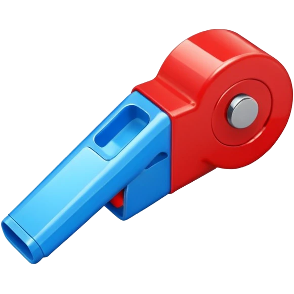 whistle in blue (#00A3E0) and red (#F9423A)  emoji