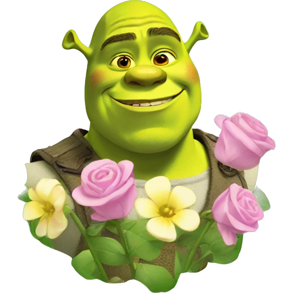 shrek and flowers emoji