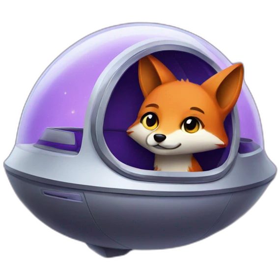 a purple haired fox in a spaceship emoji