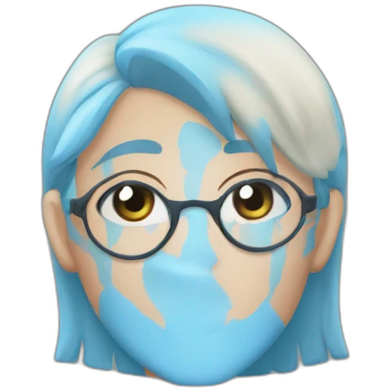 a friendly person, set front-facing and center, transparent background. Approachability, easy-going, gentle, versatile, wide age range, subtly feminine. blue hair emoji