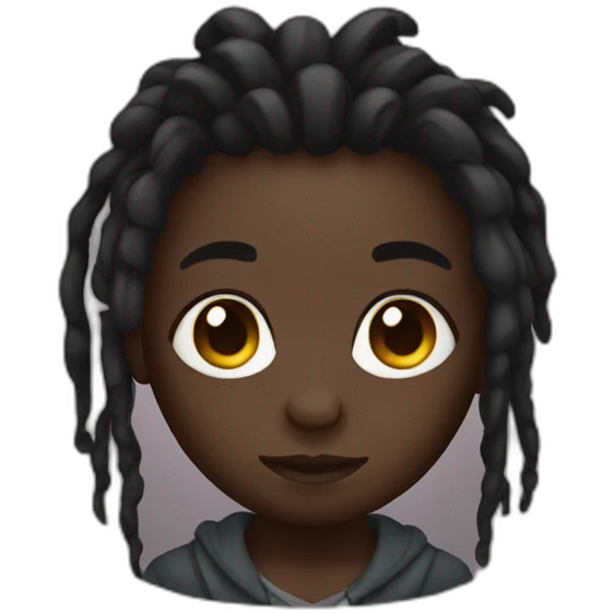 Cute Dark skin with dreads emoji