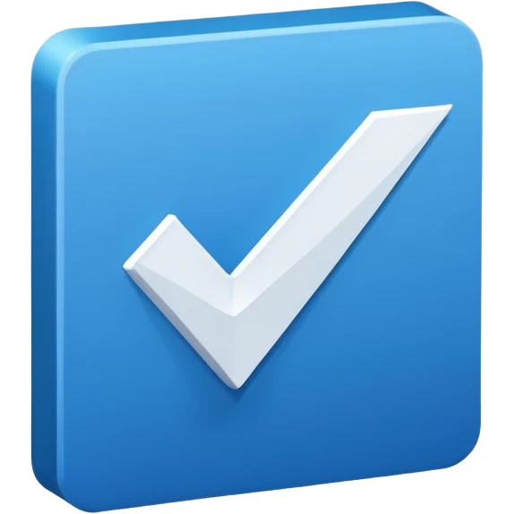 Make a symbol with a tilted blue colored square with a tick mark inside it in the middle. Make the edge of the square sharp. emoji