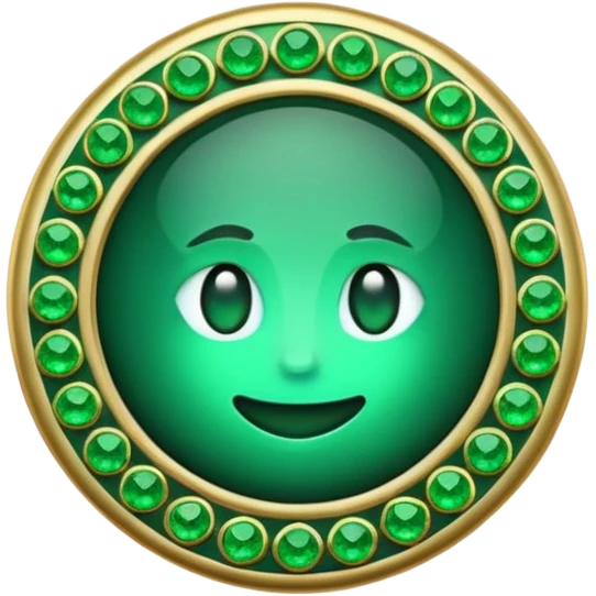 Create a custom emoji badge featuring a stylized, letter “S”. Theme it according to the Emerald rank from League of Legends. Use deep green gemstones, bright emerald glows, and polished metallic framing. Luxurious and clean.
 emoji