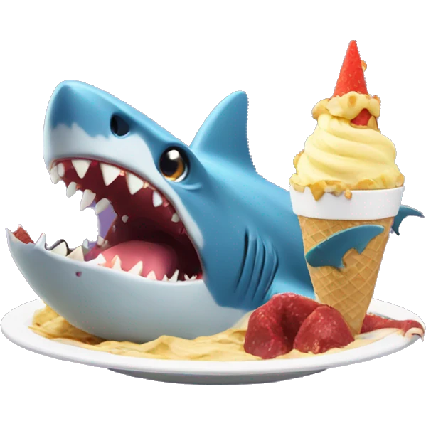 Shark eating dinosaur which is eating a ice cream  emoji
