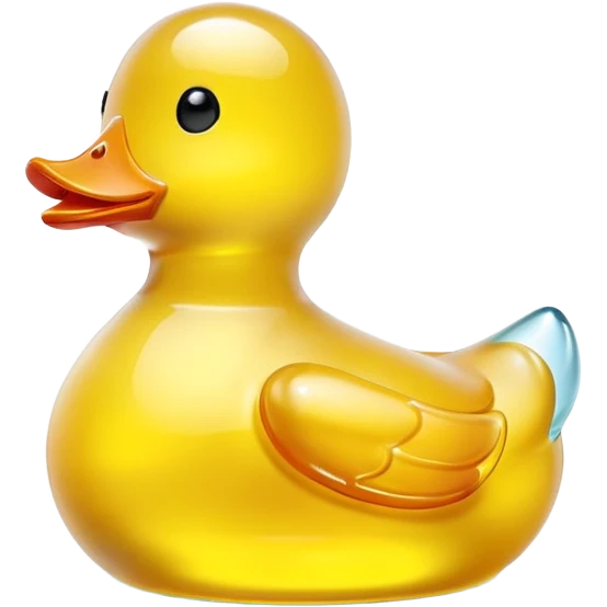 glowing glass rubber duck,  minimalistic yellow transparent glass 3d neon glowing emoji