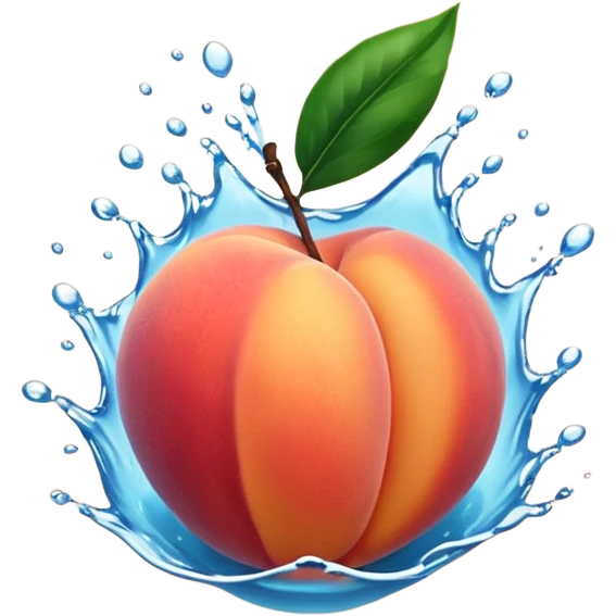 peach splashing water, dynamic and fun emoji