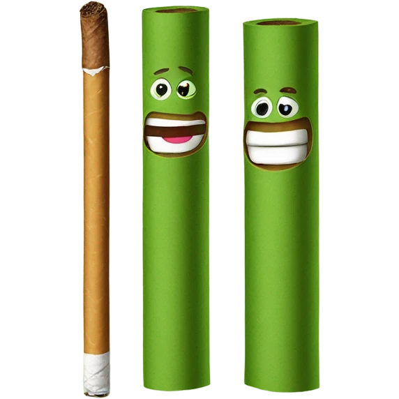 Cigarro verde enrollado en papel acartonado emoji