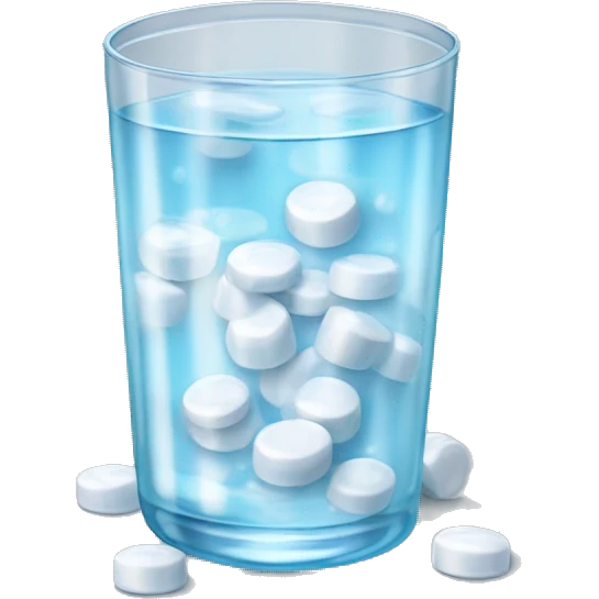 realistic glass of alka seltzer with tablets on the side  emoji