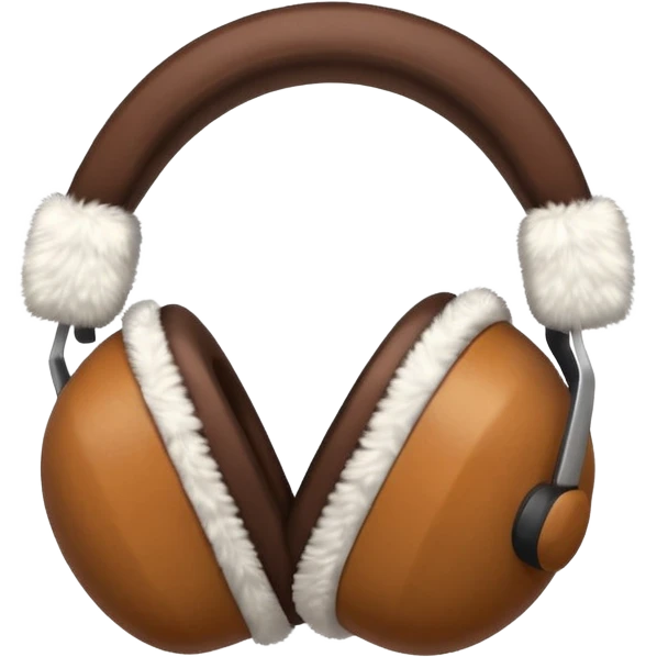Warm brown white completely fluffy earmuffs emoji
