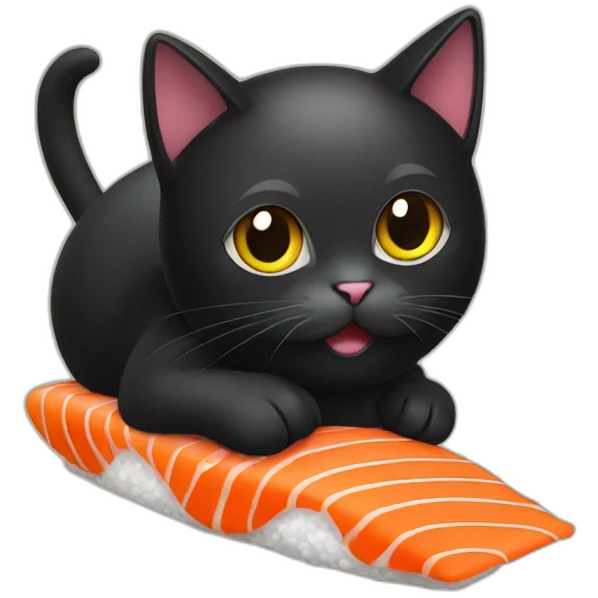 Black cat in the shape of a sushi emoji