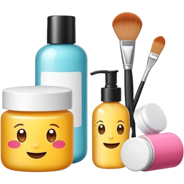 emoji of beauty products with brand labels emoji